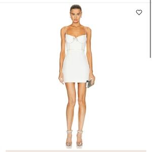 Self Portrait White Cepe Bow Mini Dress- Size 2